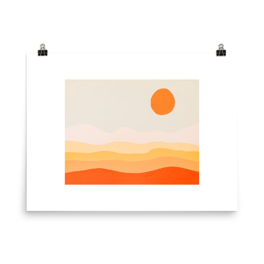 Golden Horizon Print Set, Set of 2, Giclee sale Print, 70s Sunset, Retro Art, 1970s art print, Abstract Landscape, Wall Art Set