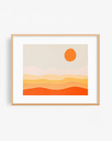 Retro Sunset Art Print - Lone Fox