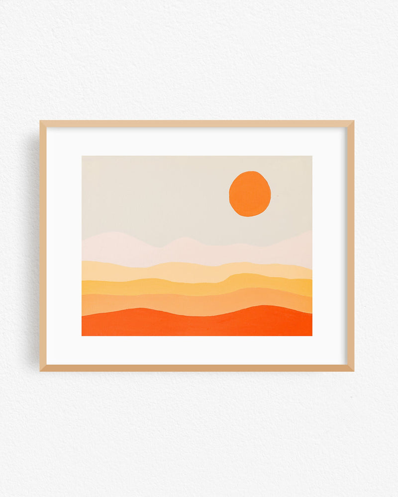 Retro Sunset Art Print - Lone Fox