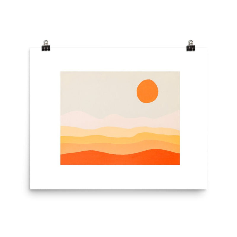 Retro Sunset Art Print - Lone Fox