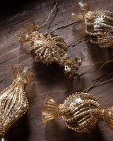 Rhinestone Golden Glass Candy Ornament - Lone Fox