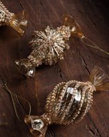Rhinestone Golden Glass Candy Ornament - Lone Fox
