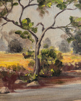 River bed scenery Oil Painting in Chunky Pewter Toned Frame - Lone Fox