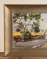 River bed scenery Oil Painting in Chunky Pewter Toned Frame - Lone Fox