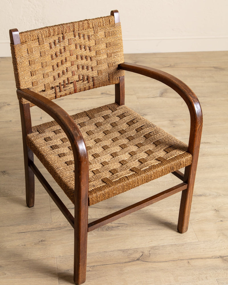 Rope & Beech Wood Armchair by Erich Dieckermann, 1950's - Lone Fox