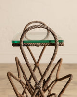 Rope & Glass Magazine Side Table by Auduox Minnet, France, 1960's - Lone Fox