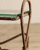 Rope & Glass Magazine Side Table by Auduox Minnet, France, 1960's - Lone Fox