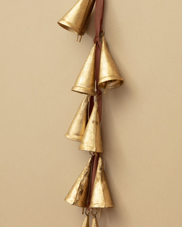 Rose Velvet & Vintage Brass Bell Door Hanger - Lone Fox
