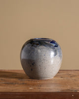 Round Abstract Blue Studio Pottery Vase - Lone Fox