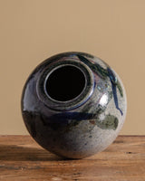 Round Abstract Blue Studio Pottery Vase - Lone Fox