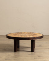 Round Botanical Tile Top Coffee Table by Roger Capron, France, 1965 - Lone Fox