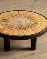 Round Botanical Tile Top Coffee Table by Roger Capron, France, 1965 - Lone Fox