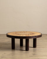 Round Botanical Tile Top Coffee Table by Roger Capron, France, 1965 - Lone Fox