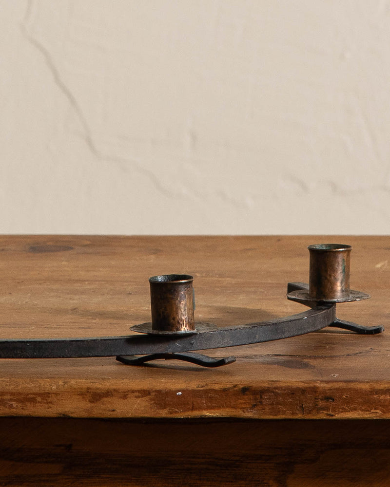 Round Iron & Copper Candle Holders (Set of 2) - Lone Fox