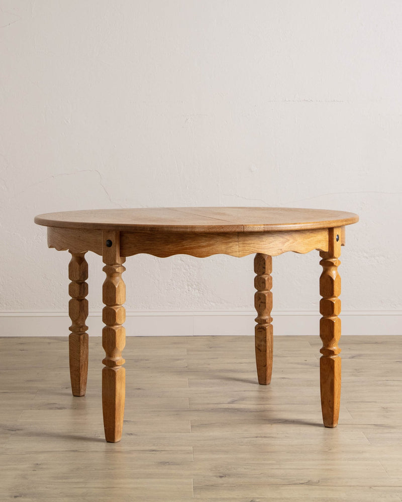 Round / Oval Danish Oak Scalloped Dining Table, 1970's - Lone Fox