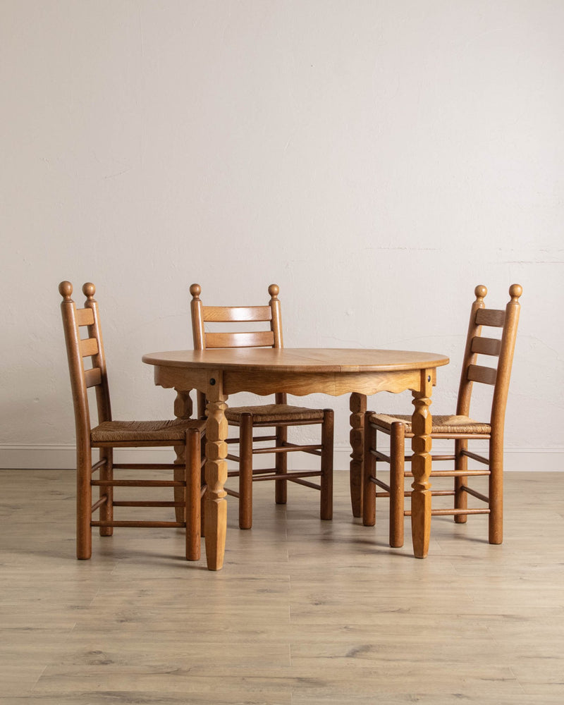 Round / Oval Danish Oak Scalloped Dining Table, 1970's - Lone Fox