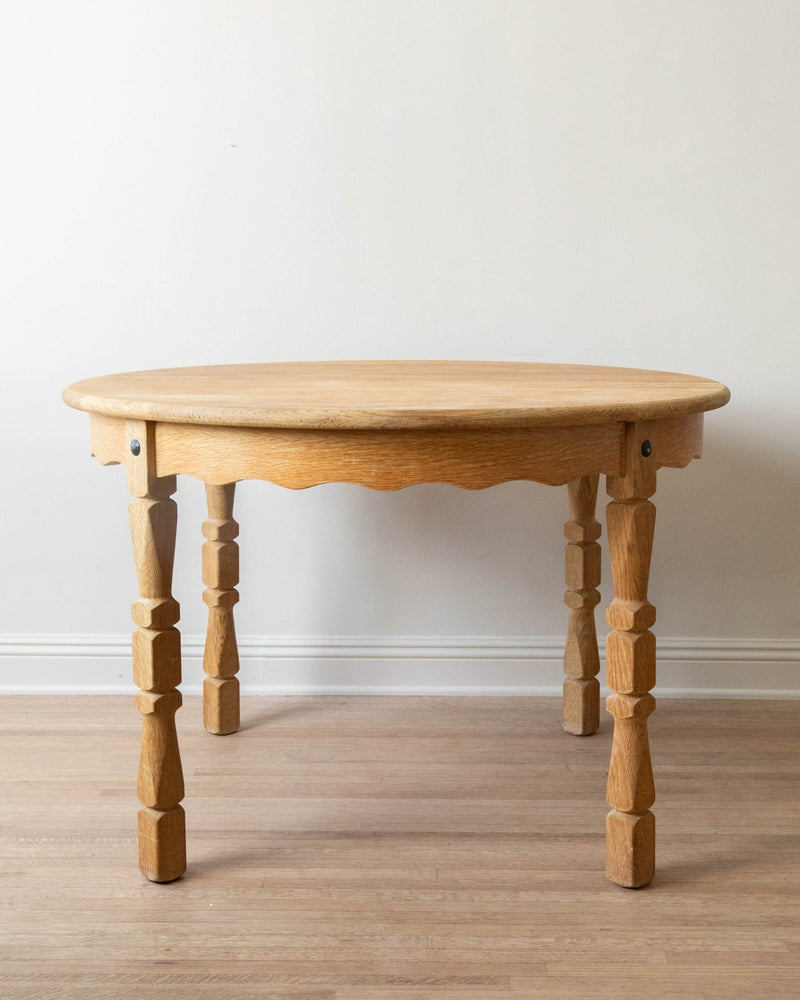 Round / Oval Danish Oak Scalloped Dining Table, 1970's - Lone Fox