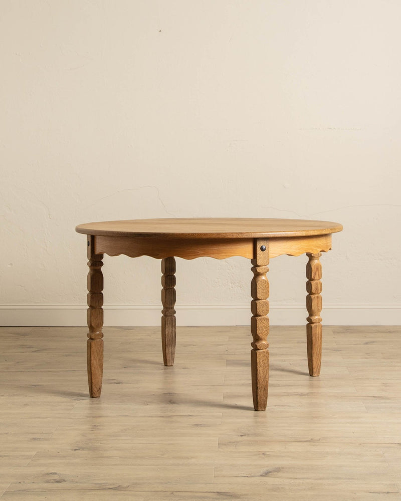 Round / Oval Danish Oak Scalloped Dining Table, 1970's - Lone Fox
