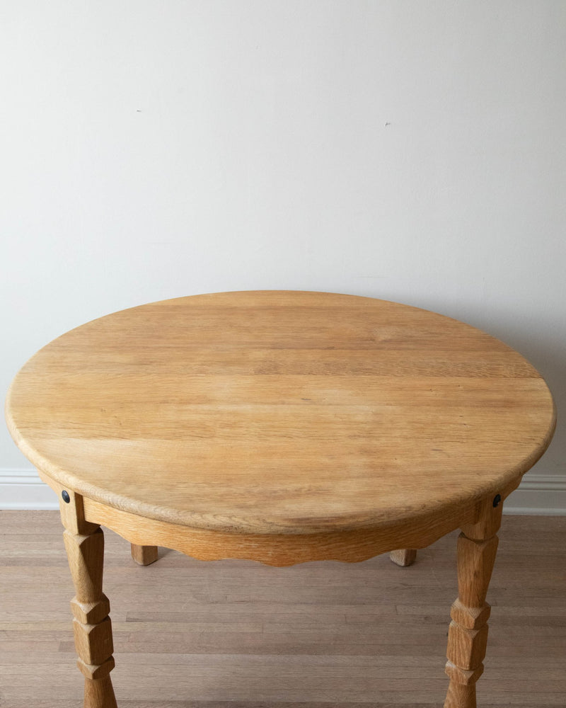 Round / Oval Danish Oak Scalloped Dining Table, 1970's - Lone Fox