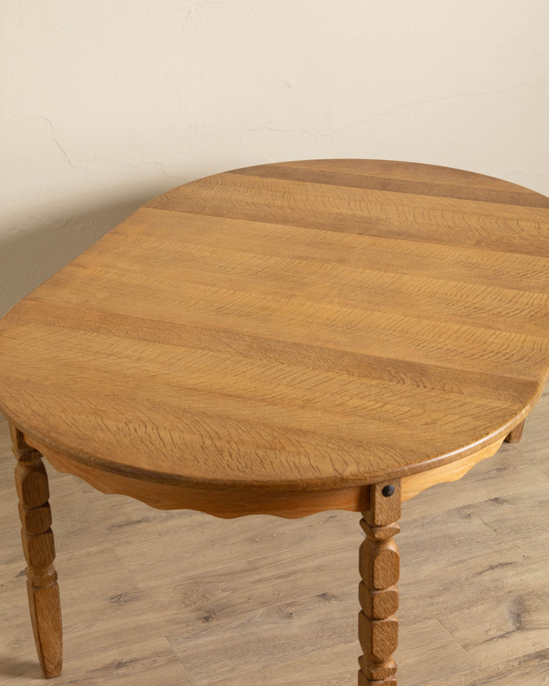 Round / Oval Danish Oak Scalloped Dining Table, 1970's - Lone Fox