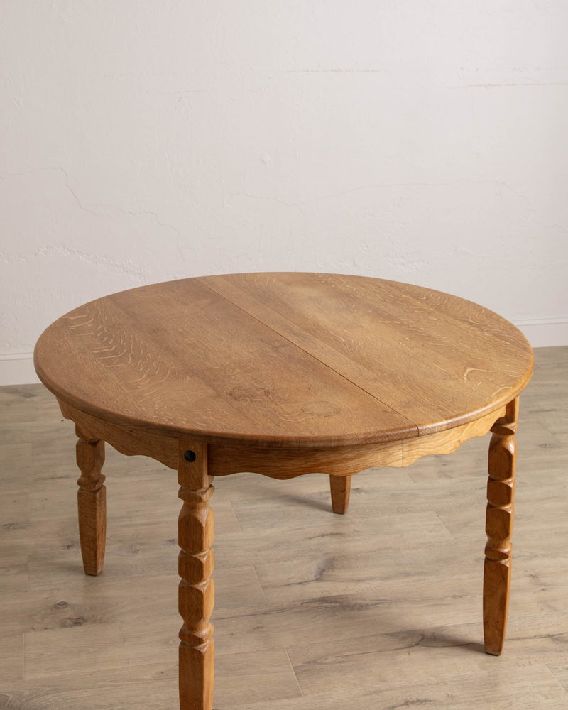 Round / Oval Danish Oak Scalloped Dining Table, 1970's - Lone Fox