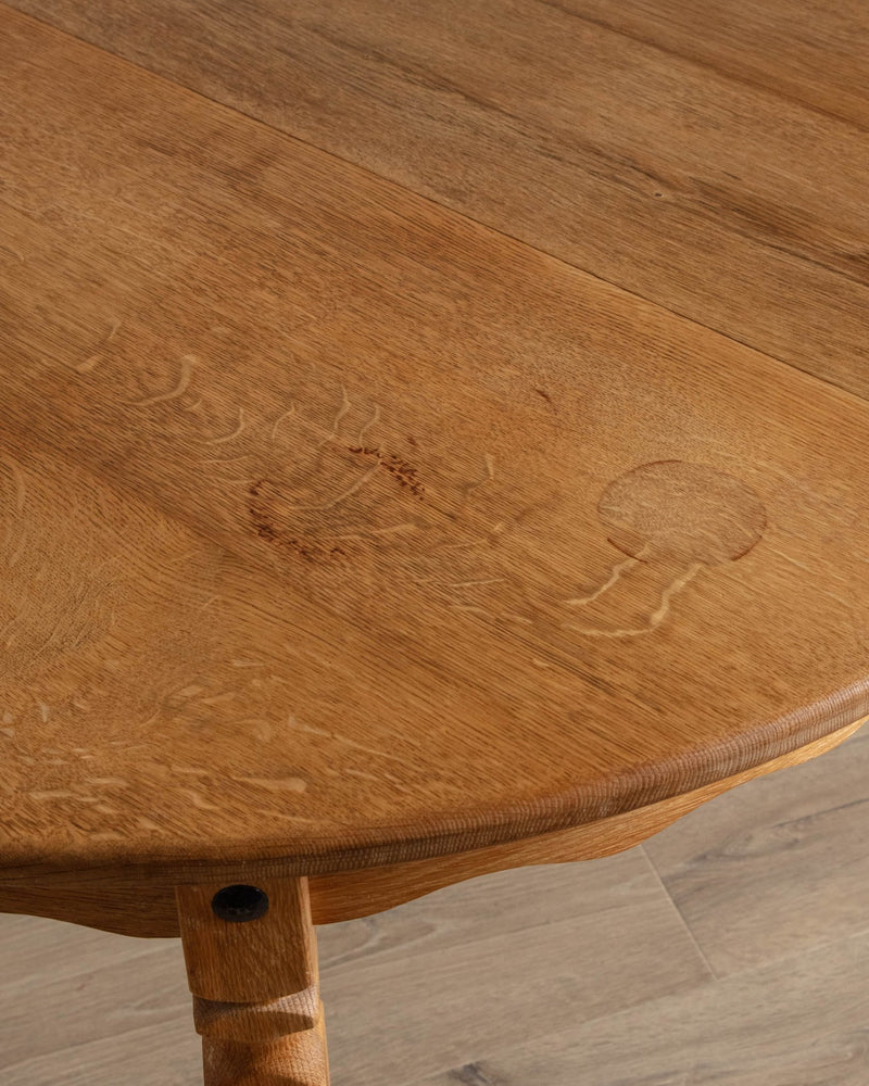 Round / Oval Danish Oak Scalloped Dining Table, 1970's - Lone Fox