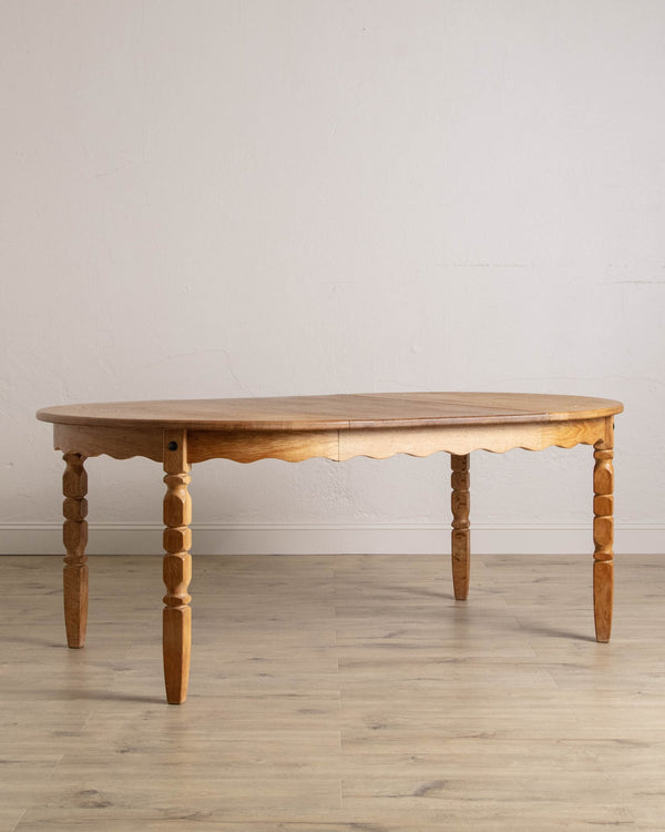 Round / Oval Danish Oak Scalloped Dining Table, 1970's - Lone Fox