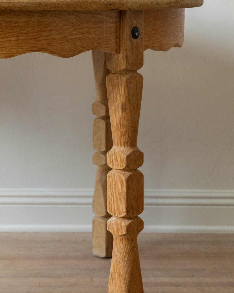 Round / Oval Danish Oak Scalloped Dining Table, 1970's - Lone Fox