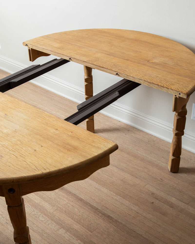 Round / Oval Danish Oak Scalloped Dining Table, 1970's - Lone Fox