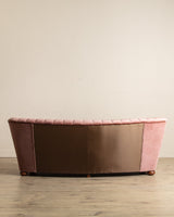 Rounded Back Pink Mohair Tufted Sofa w/ Bun Feet, Sweden, 1960's - Lone Fox