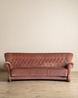 Rounded Back Pink Mohair Tufted Sofa w/ Bun Feet, Sweden, 1960's - Lone Fox