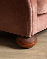 Rounded Back Pink Mohair Tufted Sofa w/ Bun Feet, Sweden, 1960's - Lone Fox