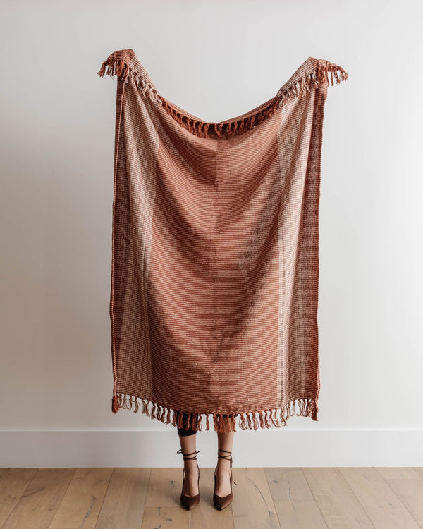 Ruled Terracotta Throw - Lone Fox