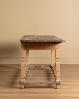 Rustic Farmhouse Table w/ Scalloped Stretcher, Italy, Late 19th Century - Lone Fox