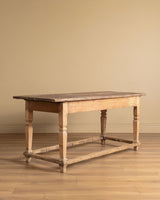 Rustic Farmhouse Table w/ Scalloped Stretcher, Italy, Late 19th Century - Lone Fox