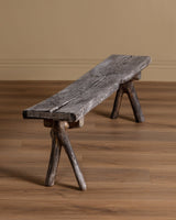 Rustic Weathered Oak Bench w/ Branch Legs, Sweden, 19th Century - Lone Fox