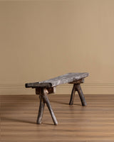 Rustic Weathered Oak Bench w/ Branch Legs, Sweden, 19th Century - Lone Fox