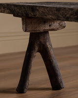 Rustic Weathered Oak Bench w/ Branch Legs, Sweden, 19th Century - Lone Fox