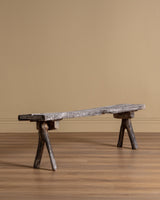 Rustic Weathered Oak Bench w/ Branch Legs, Sweden, 19th Century - Lone Fox