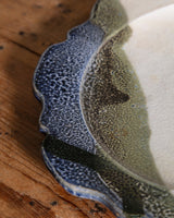 Scalloped Abstract Studio Pottery Plate, Signed - Lone Fox