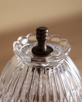 Scalloped Flower Etched Glass Table Lamp - Lone Fox