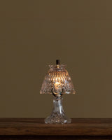 Scalloped Flower Etched Glass Table Lamp - Lone Fox