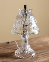 Scalloped Flower Etched Glass Table Lamp - Lone Fox