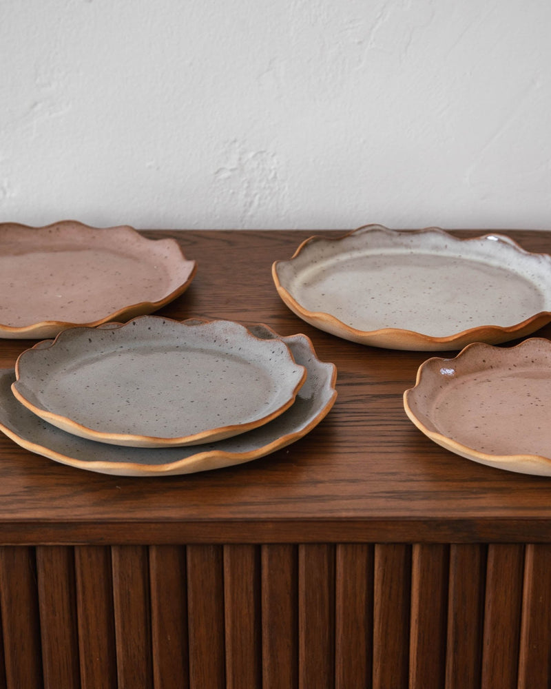 Scalloped Handmade Stoneware Plates - Lone Fox