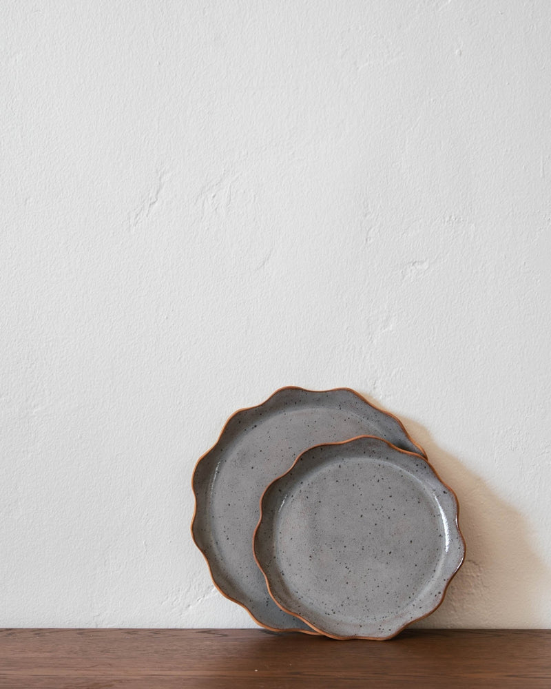 Scalloped Handmade Stoneware Plates - Lone Fox