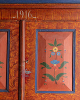 Scandinavian Folk Art Painted Secretary Cabinet, Dated 1916 - Lone Fox