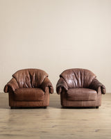 Scandinavian Leather Lounge Chairs, 1970's (2 Available) - Lone Fox