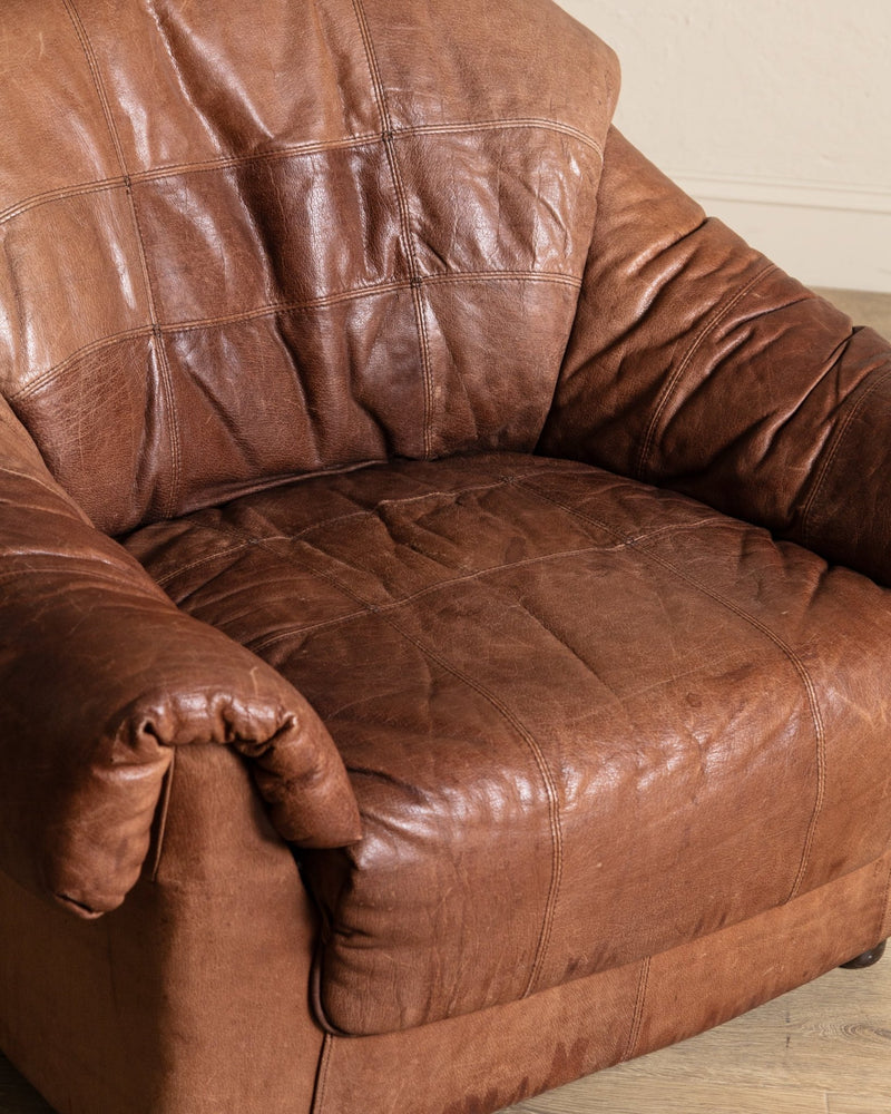 Scandinavian Leather Lounge Chairs, 1970's (2 Available) - Lone Fox