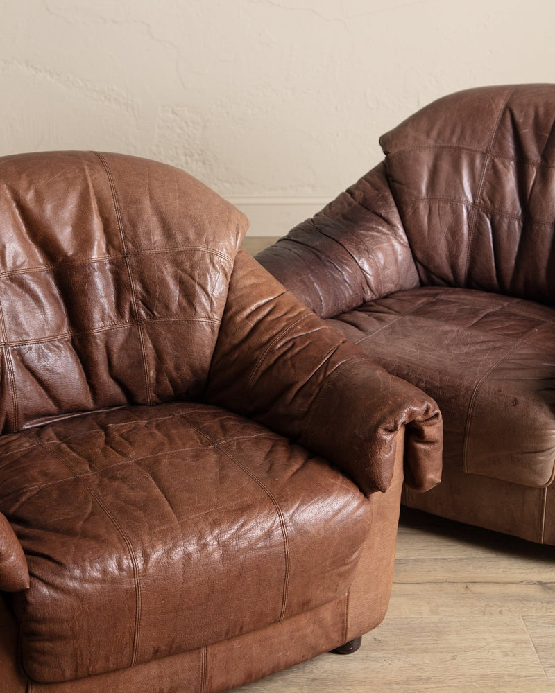 Scandinavian Leather Lounge Chairs, 1970's (2 Available) - Lone Fox