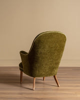 Scandinavian Lounge Chair in New Moss Chenille, 1950's - Lone Fox